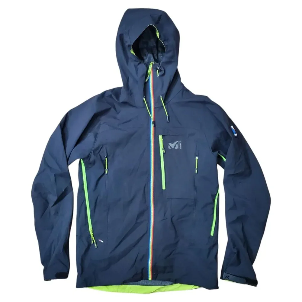 MILLET Jacket Mens Medium Black WINDSTOPPER Full-Zip Pockets Hooded Outdoor